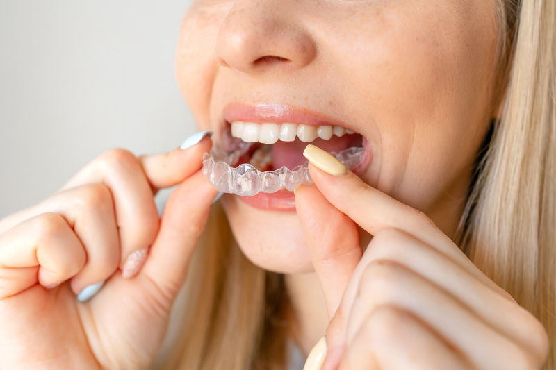 Lady with Teeth Straightening Aligner